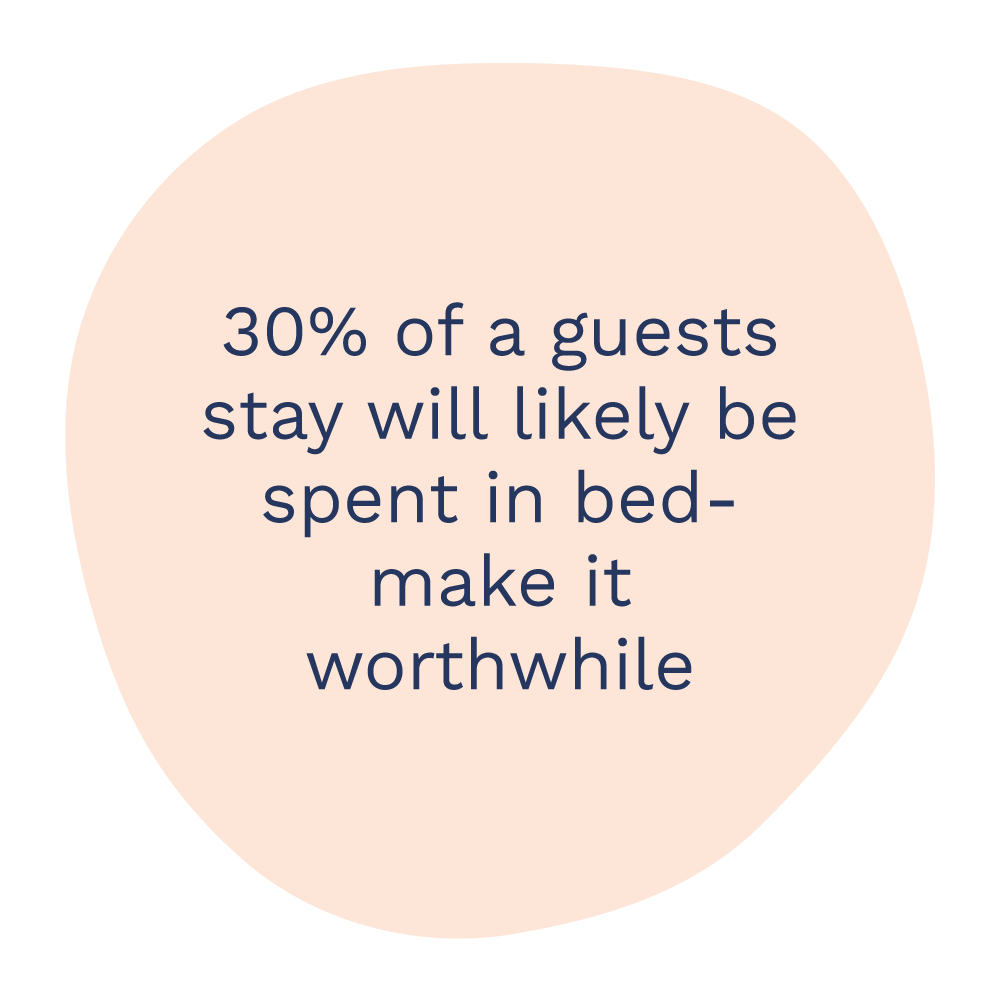 30% of a guests stay will likely be spent in bed- make it worthwhile