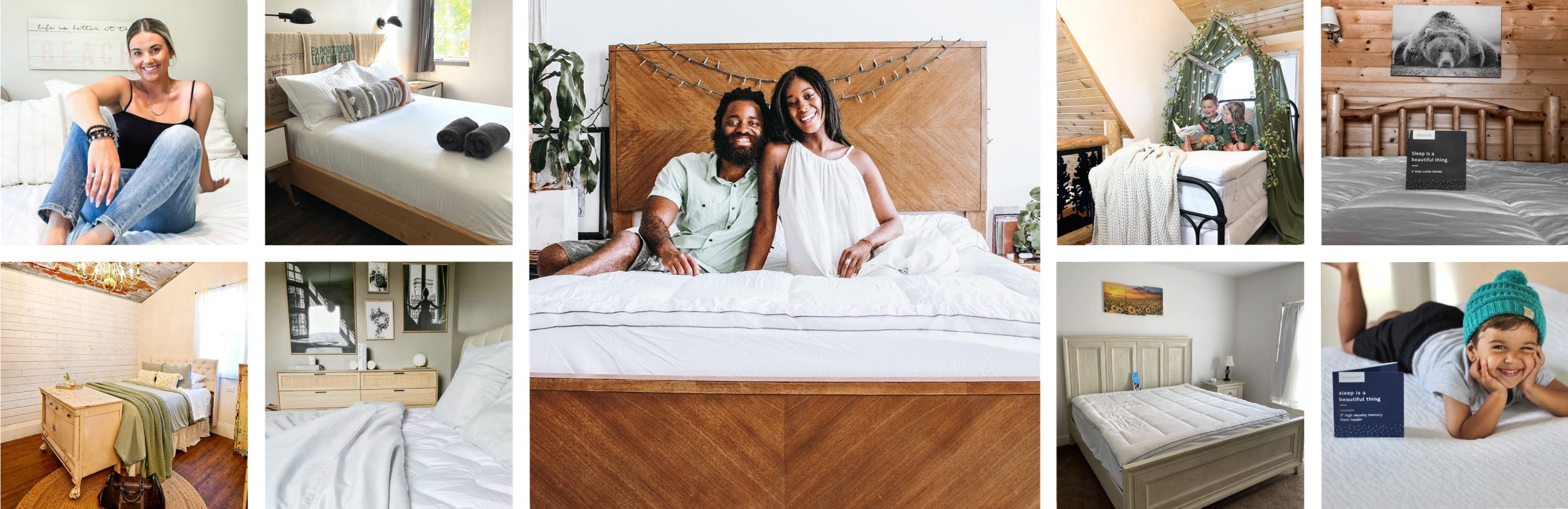 collage of user generated photos of viscosoft toppers in their homes