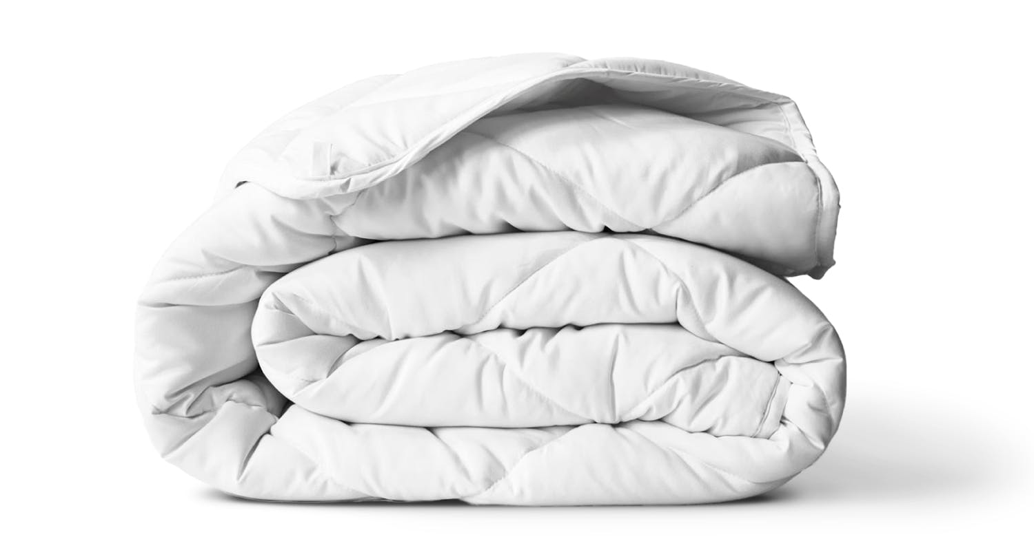 white reversible, down-alternative comforter
