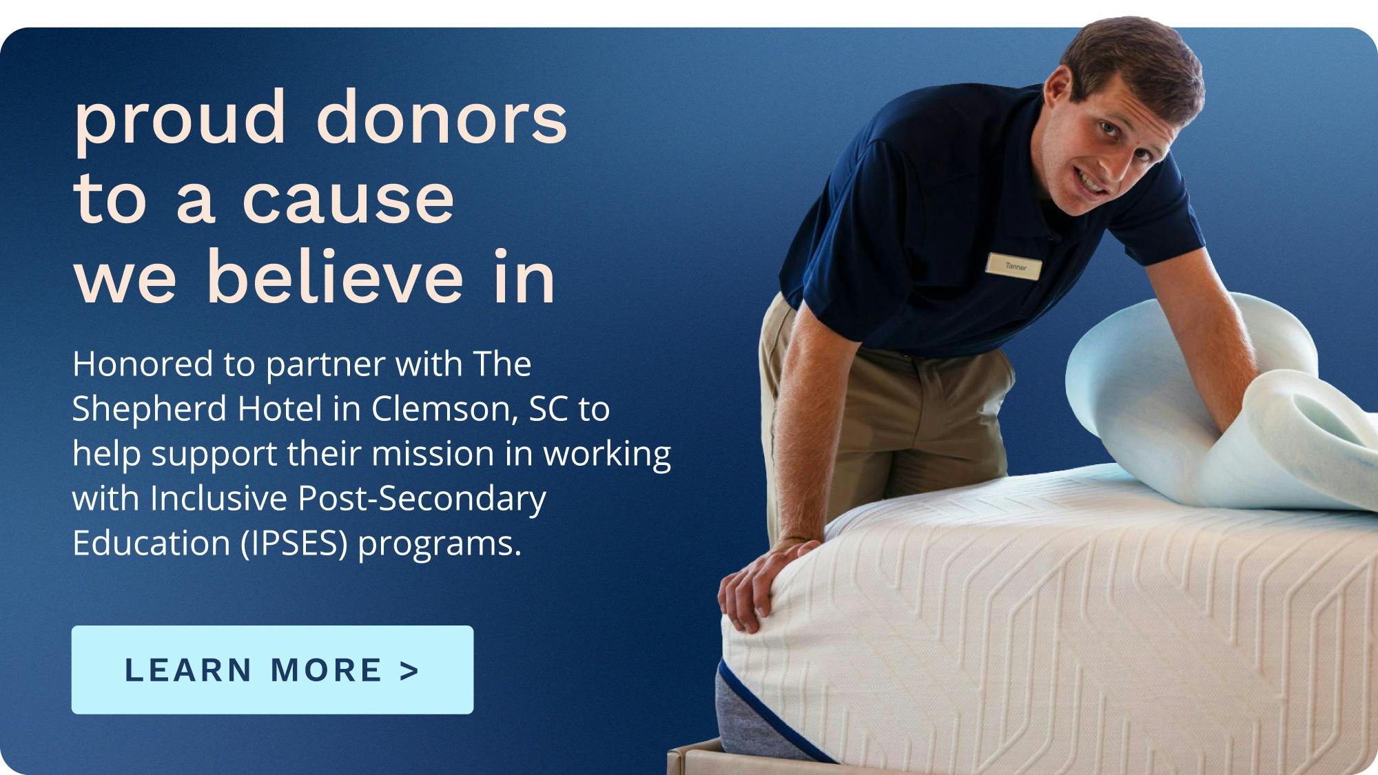 Honored to partner with The Shepherd Hotel in Clemson, SC to help support their mission in working with Inclusive Post-Secondary Education programs.