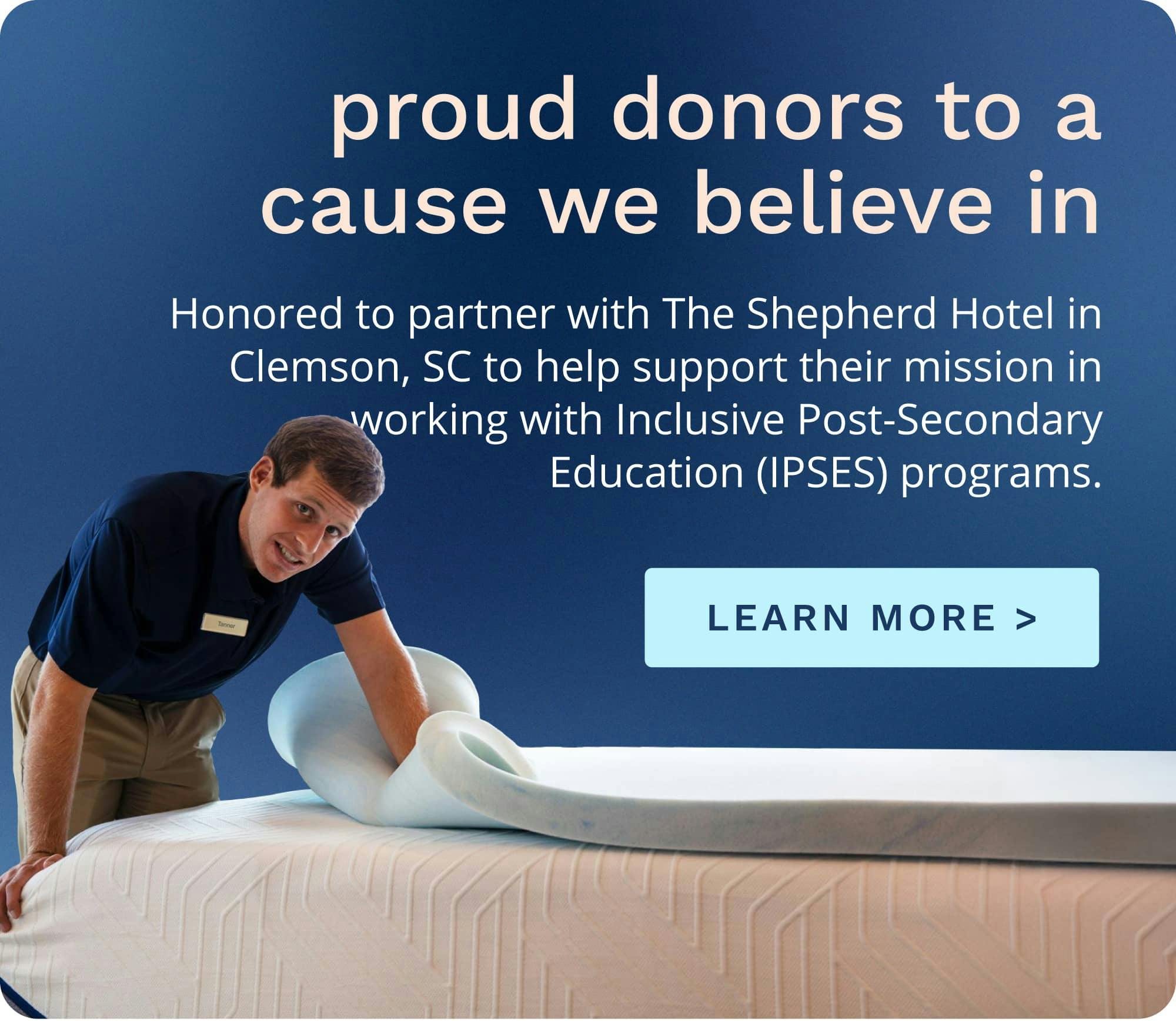 Honored to partner with The Shepherd Hotel in Clemson, SC to help support their mission in working with Inclusive Post-Secondary Education programs.