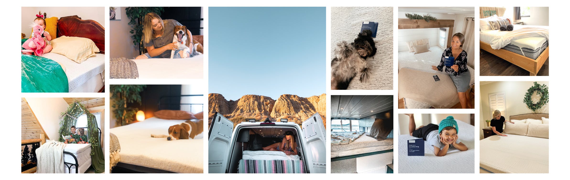 Collage of user generated photos of the Select High Density mattress topper