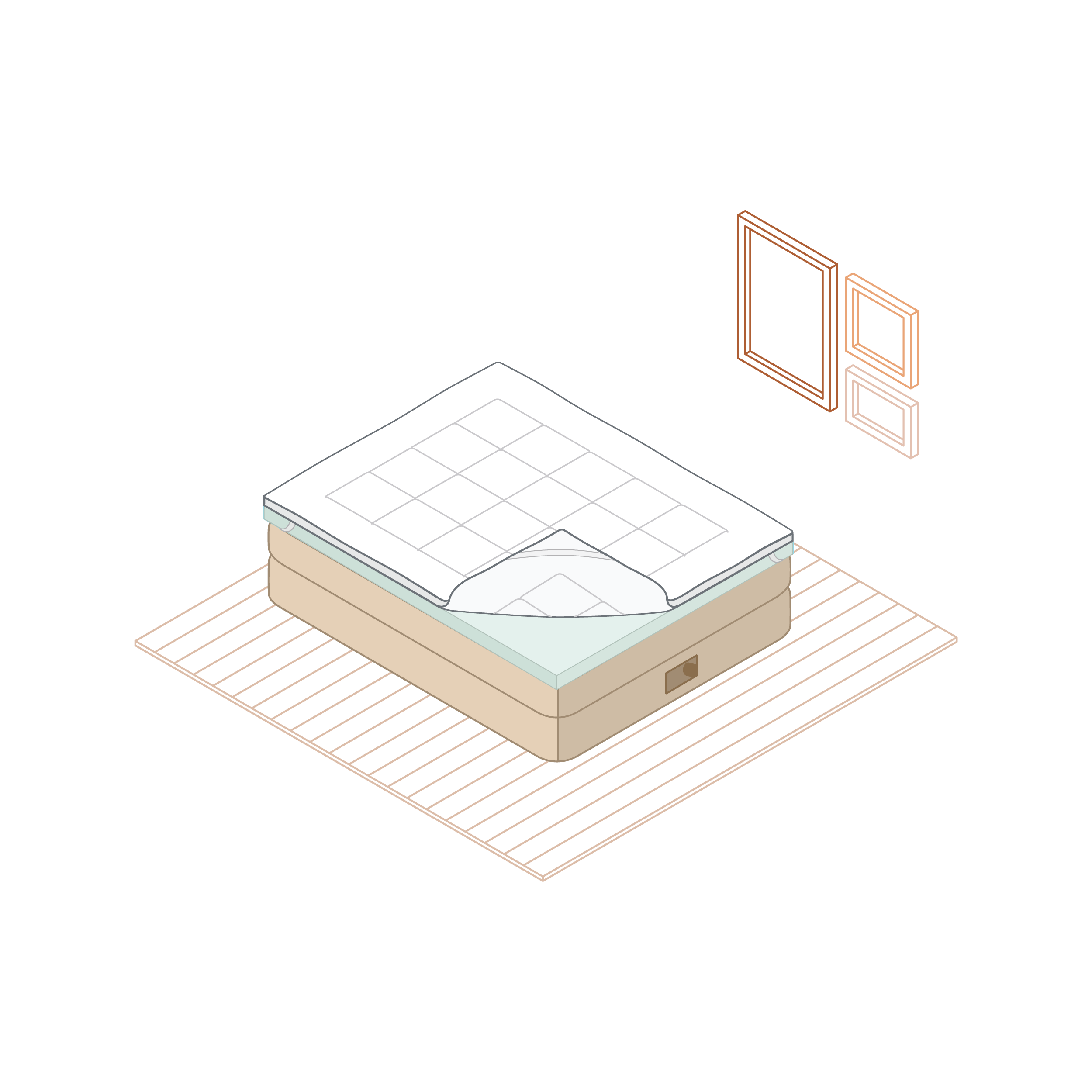 illustration of a serene hybrid topper on an airbed