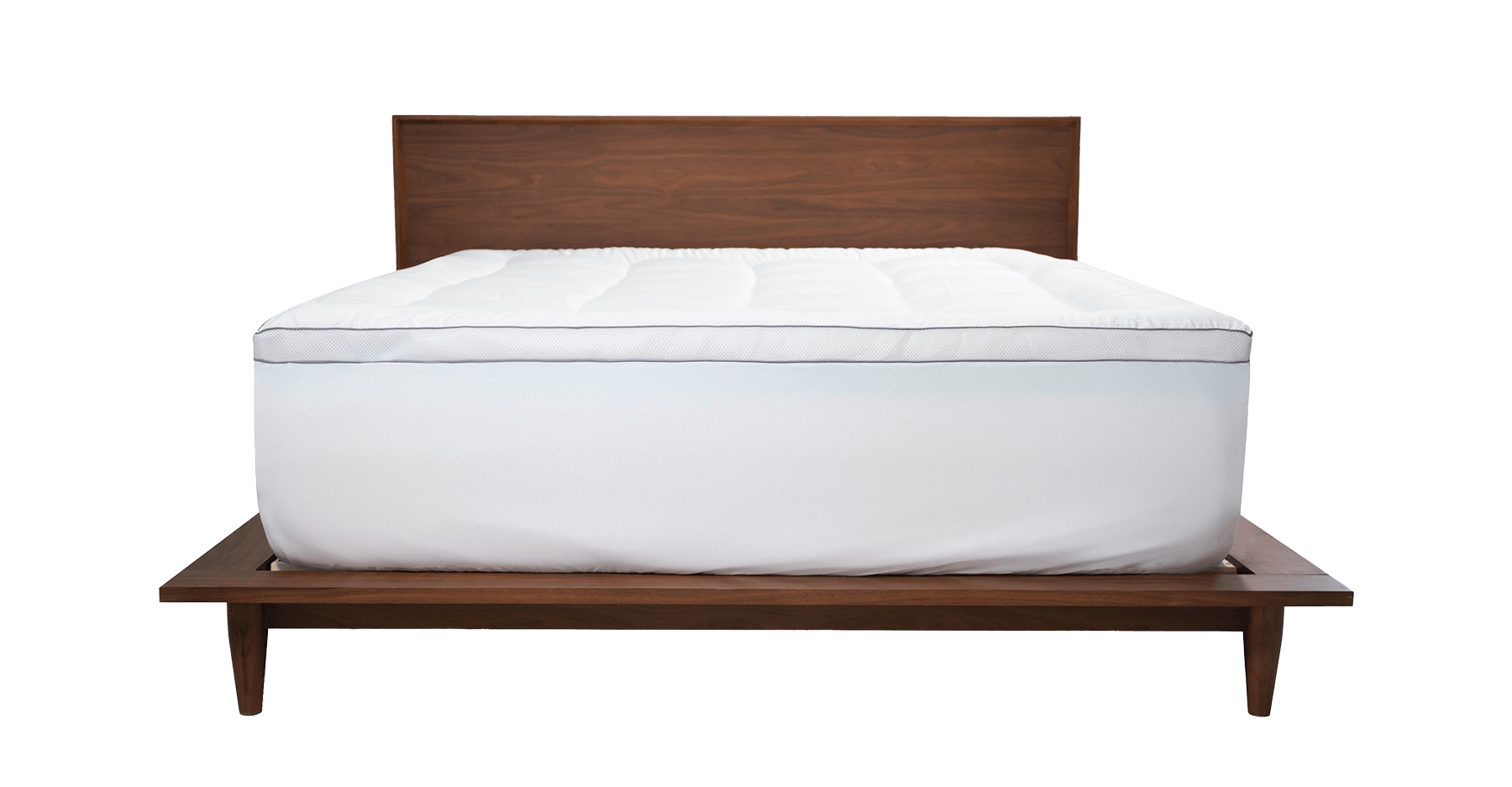 serene hybrid mattress topper with plush cover on a king mattress and bed frame
