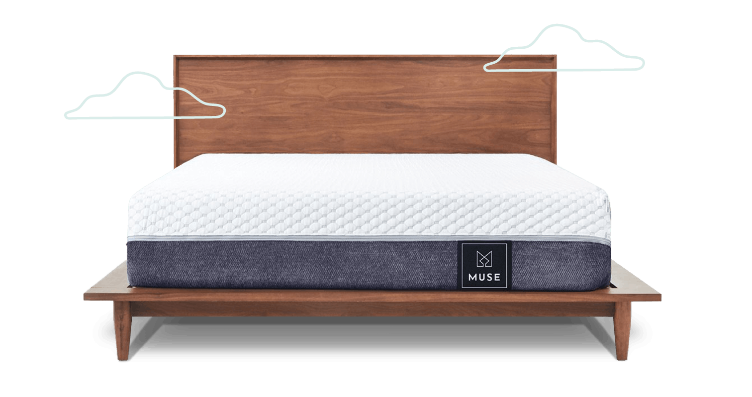 bed with clouds blue