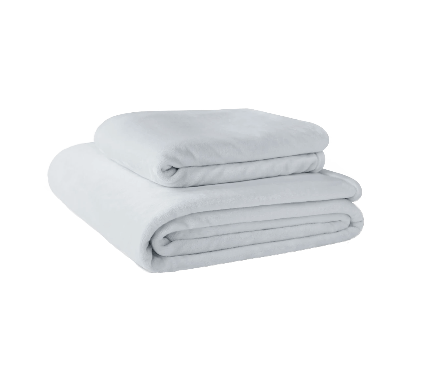 stack of two gray folded fleece blankets throw size and queen size