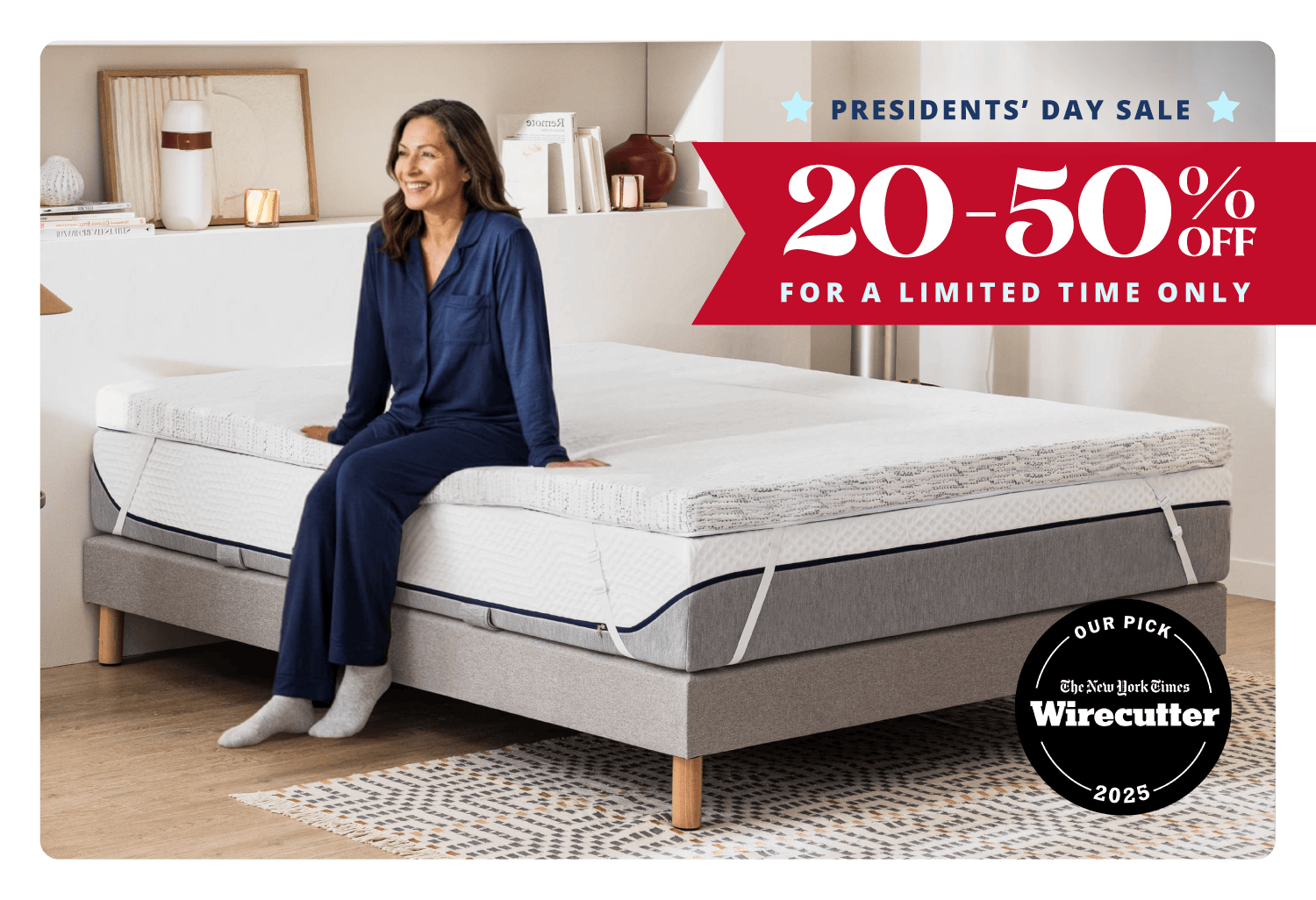 President's Day Sale: 20-50% Off For a Limited Time Only; NYT Wirecutter's pick for best memory foam mattress topper