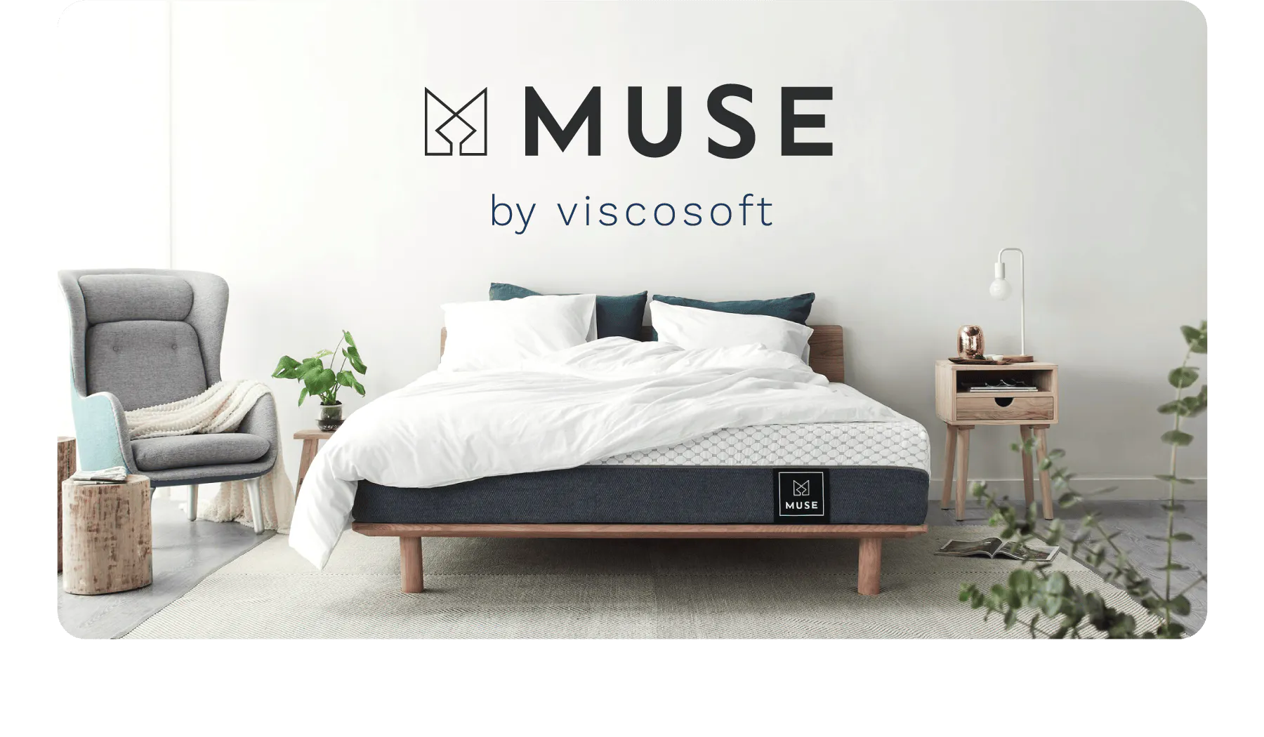 Muse by Viscosoft; a mattress with a dark gray base and a white top