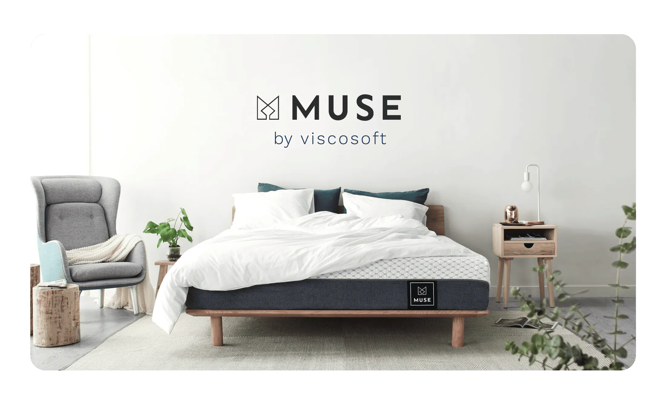 Muse by Viscosoft; a mattress with a dark gray base and a white top
