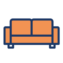 blue and orange sofa icon