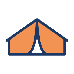 blue and orange tent icon
