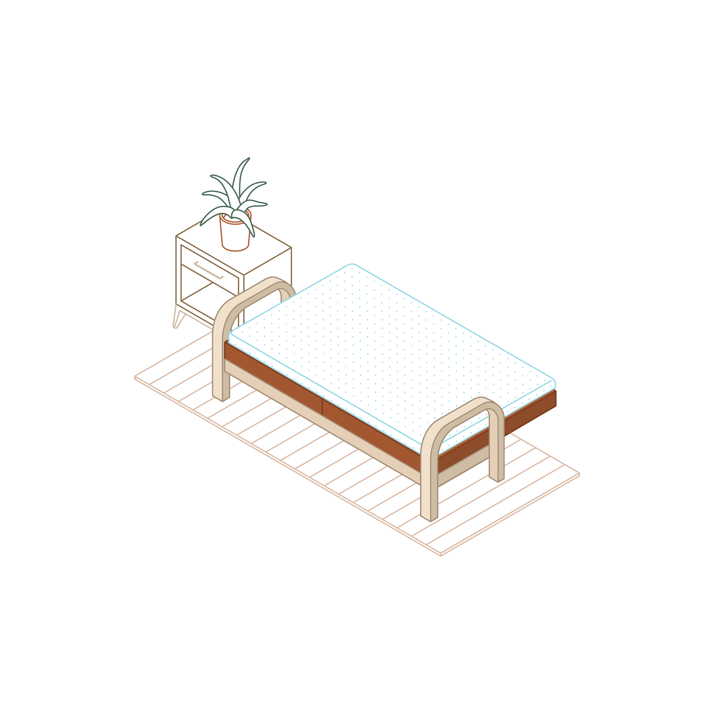illustration of a select mattress topper on a futon bed