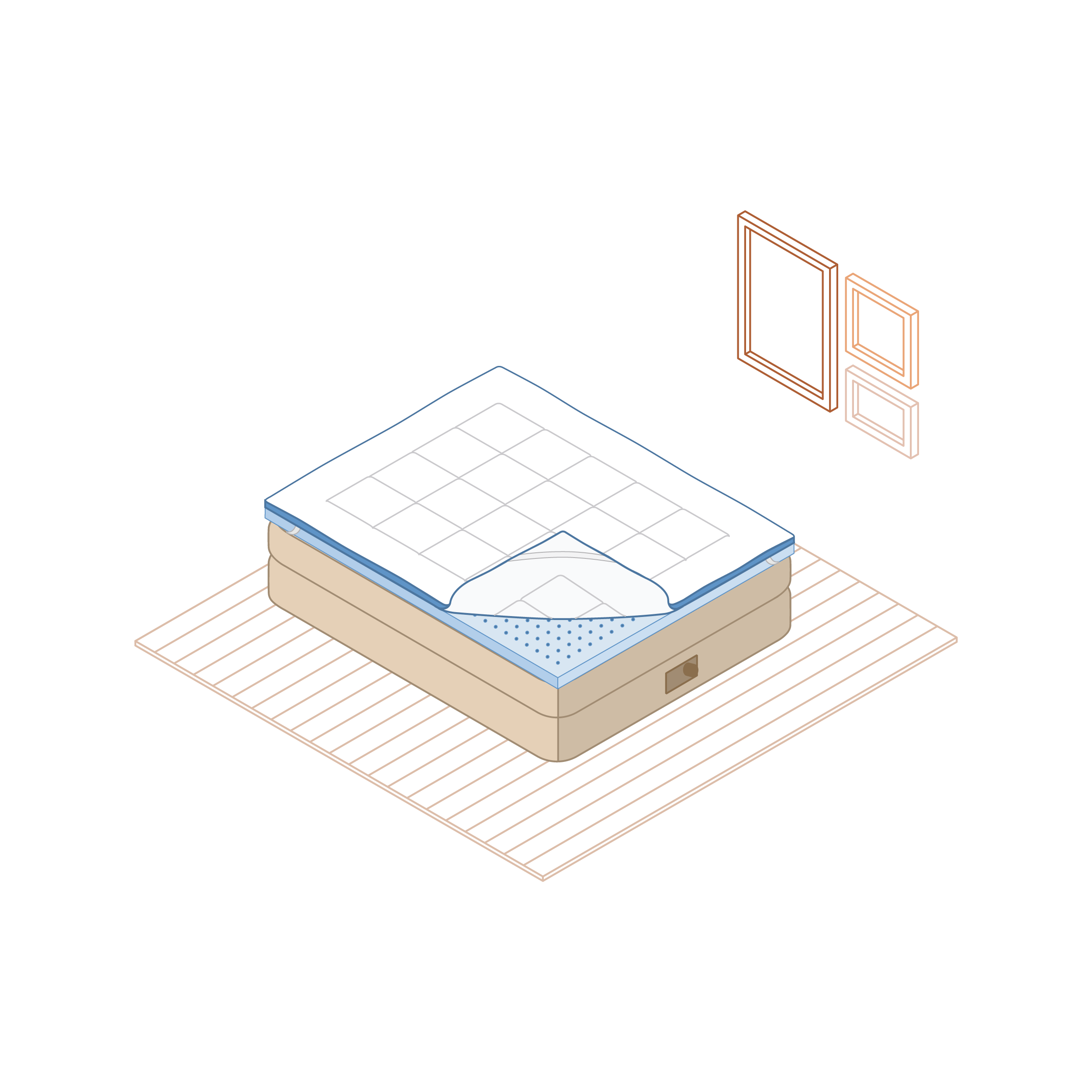illustration of a latex mattress topper on an air mattress